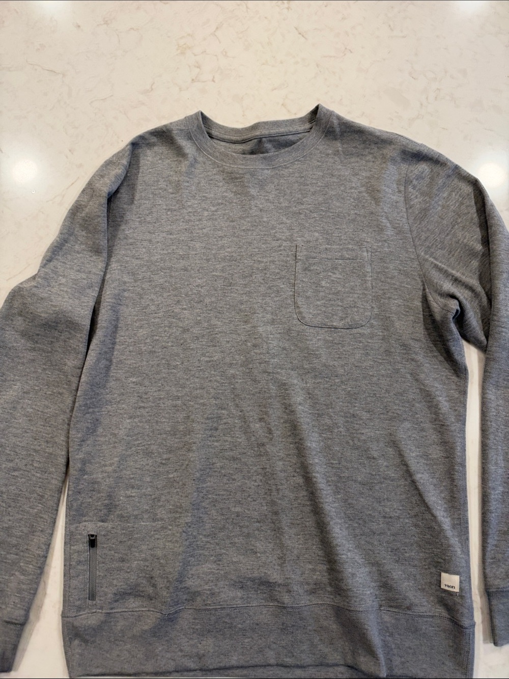 Vuori Jeffreys Heather Gray Crewneck Pocket Sweatshirt Large